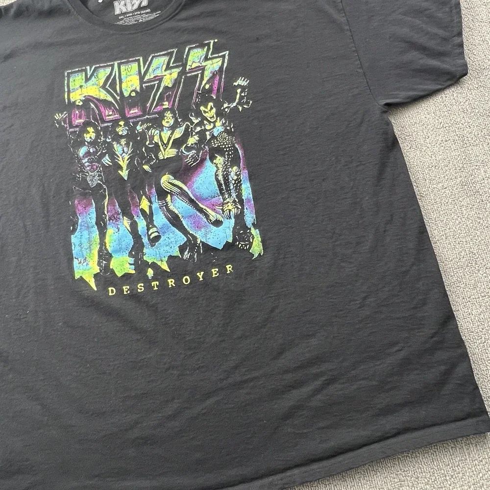 KISS Shirt Adult 3XL XXXL Black Short Sleeve Rock Band Casual Men's